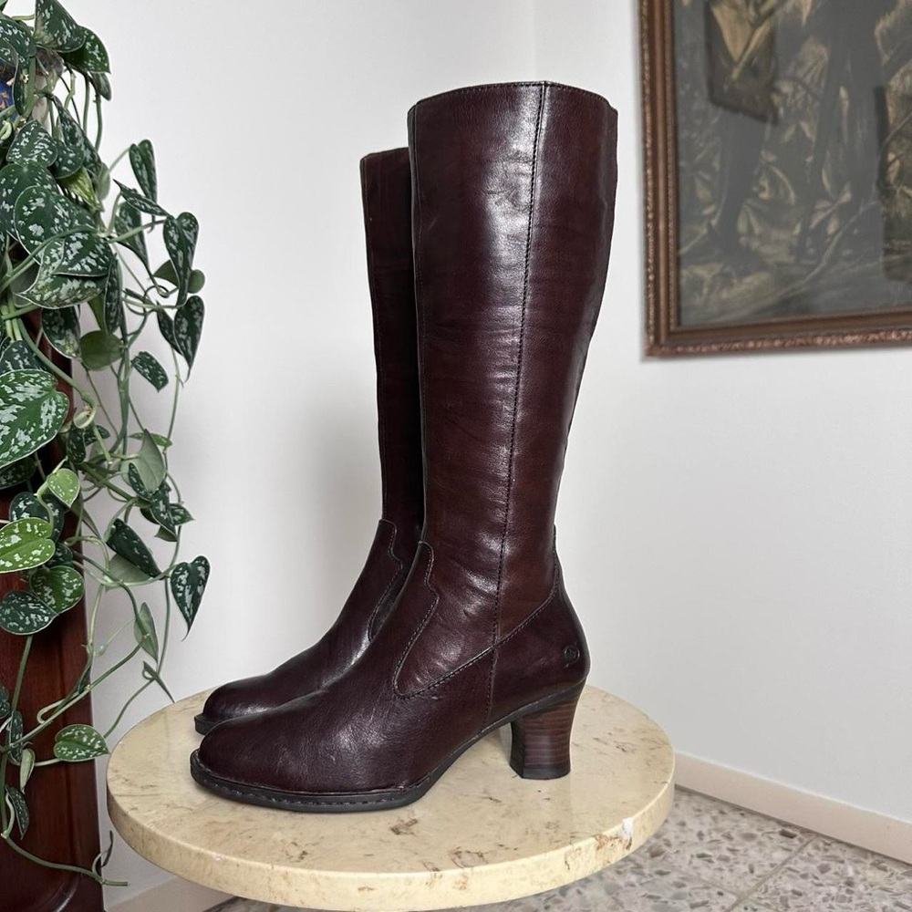 Vintage 90s 2000s knee high rounded toe high heel boots Size 6